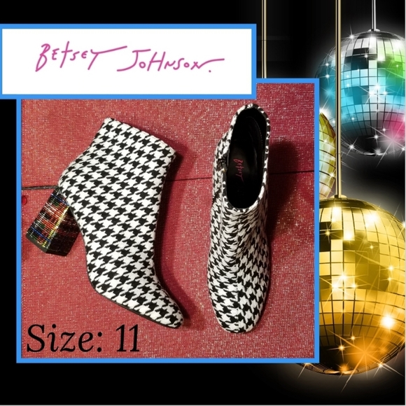 Betsey Johnson Shoes - Betsey Johnson Rock In The Houndstooth Bling Booties
